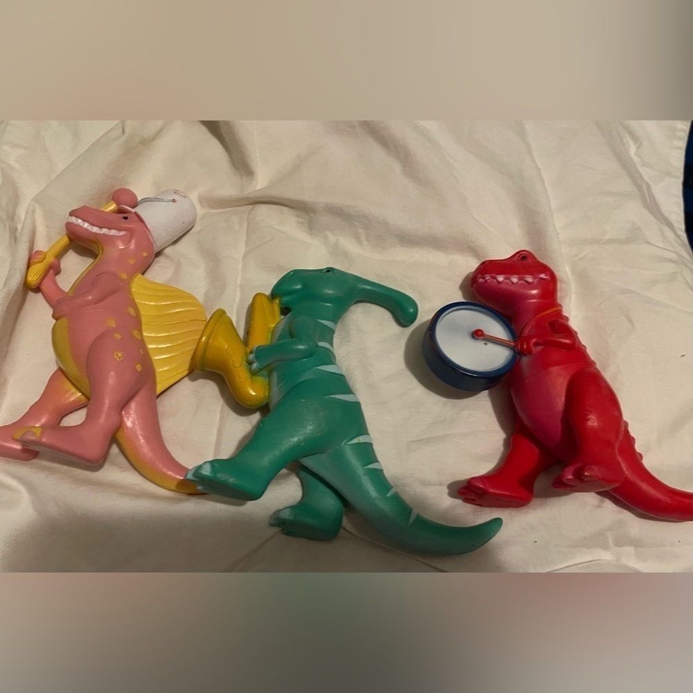 Lot Of 3 - Ankyo 5" Plastic Toy Figure Dinosaur Marching Band Figures
